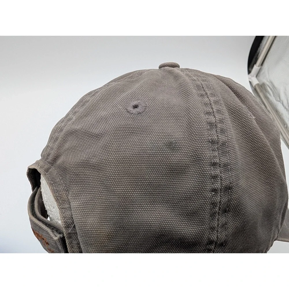 Carhartt Bonefish Grill Gray Canvas Baseball Cap Hat Adjustable Strap Distressed